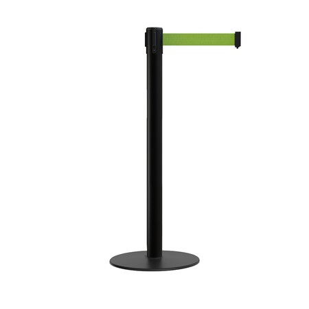 Montour Line Stanchion Belt Barrier Flat Base Black Post 7.5 ft. Olive Belt MX630-BK-OL-75